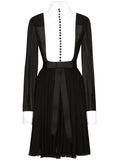 Dolce Gabbana Bib Collar Silk Blend Shirtdress — Black/ White/ Red — Size XS — Front View