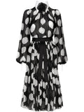 Dolce Gabbana Polka Dot Print Dress — Black/ White/ Red — Size S — Front View
