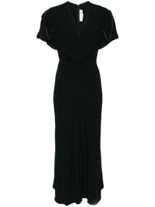 Victoria Beckham Gathered Detail Dress — Black/ Red — Size XS — Front View