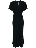 Victoria Beckham Gathered Detail Dress — Black/ Red — Size XS — Front View