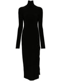Norma Kamali Side Slit Stretch Jersey Maxi Dress — Black — Size XS — Front View