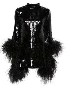 Taller Marmo Del Rio Disco Sequinned Mini Dress — Black/ Red — Size XS — Front View