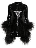 Taller Marmo Del Rio Disco Sequinned Mini Dress — Black/ Red — Size XS — Front View