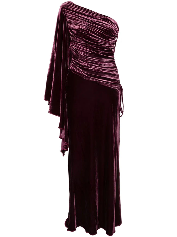 Maria Lucia Hohan Yolanda Velvet Maxi Dress — Red/ Purple — Size XS — Front View