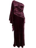 Maria Lucia Hohan Yolanda Velvet Maxi Dress — Red/ Purple — Size XS — Front View