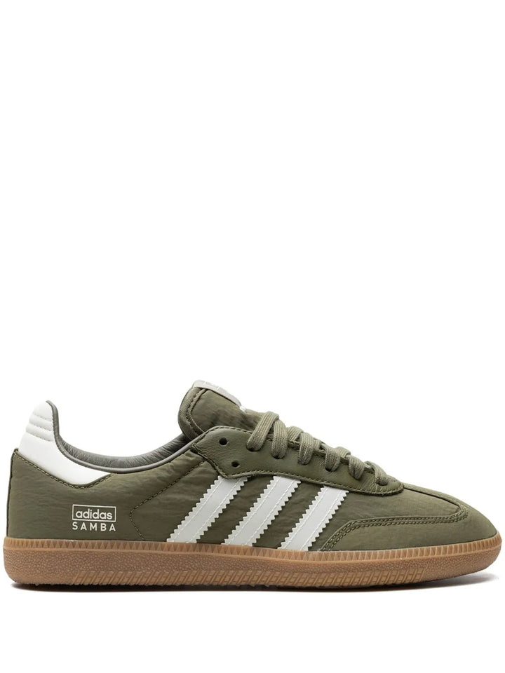 adidas Samba Reflective Pack - Focused Olive Sneakers — Olive Green — Size US M 8.5 - US W 10 — Front View