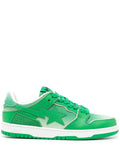 A Bathing Ape?Sk8 Sta Leather Sneakers — Green — Size US M 3.5 - US W 5 — Front View