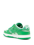 A Bathing Ape?Sk8 Sta Leather Sneakers — Green — Size US M 3.5 - US W 5 — Back View