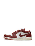 Air Jordan 1 Low Se Dune Red Sneakers — White/Dark Red — Size US M 9.5 - US W 11 — Detail View