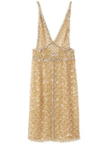 Miu Miu Bead Embellished Organza Midi Dress — Gold — Size S — Front View