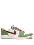 Air Jordan 1 Low Se Year Of The Dragon Sneakers — White/Light Olive Green/Red — Size US M 10.5 - US W 12 — Front View