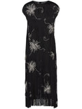 Prada Fringed Embroidered Dress — Black/ Red/ Silver — Size XS — Front View
