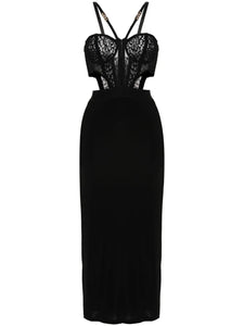 Versace Jeans Couture Panelled Design Dress — Black/ Gold — Size XS — Front View