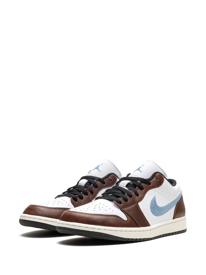 Air Jordan 1 Low Se Pacific Moss Sneakers — White/Brown/Light Blue — Size US M 11.5 - US W 13 — Detail View