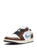 Air Jordan 1 Low Se Pacific Moss Sneakers — White/Brown/Light Blue — Size US M 11.5 - US W 13 — Top View