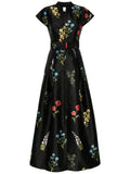 Sachin Babi Marta Floral Print Gown — Black — Size XS — Front View