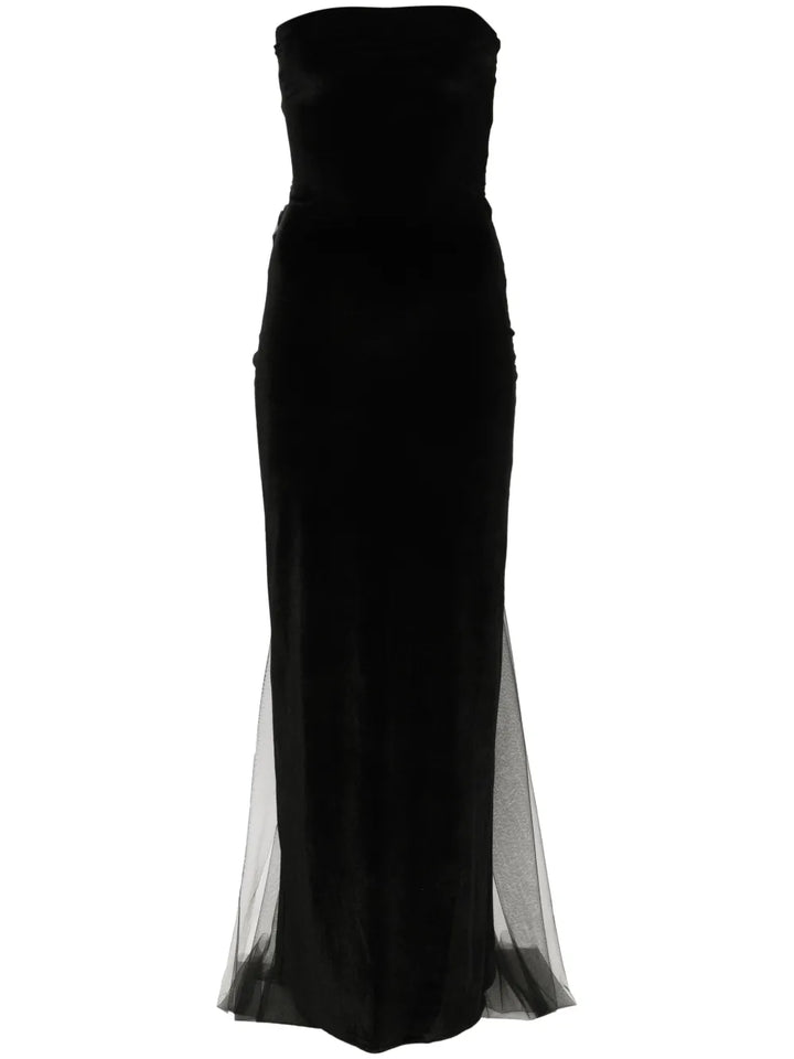 Atu Body Couture Bow Detail Velvet Gown — Black — Size XS — Front View