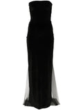 Atu Body Couture Bow Detail Velvet Gown — Black — Size XS — Front View