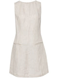 Reformation Citron Linen Dress — Beige/ White — Size XS — Front View