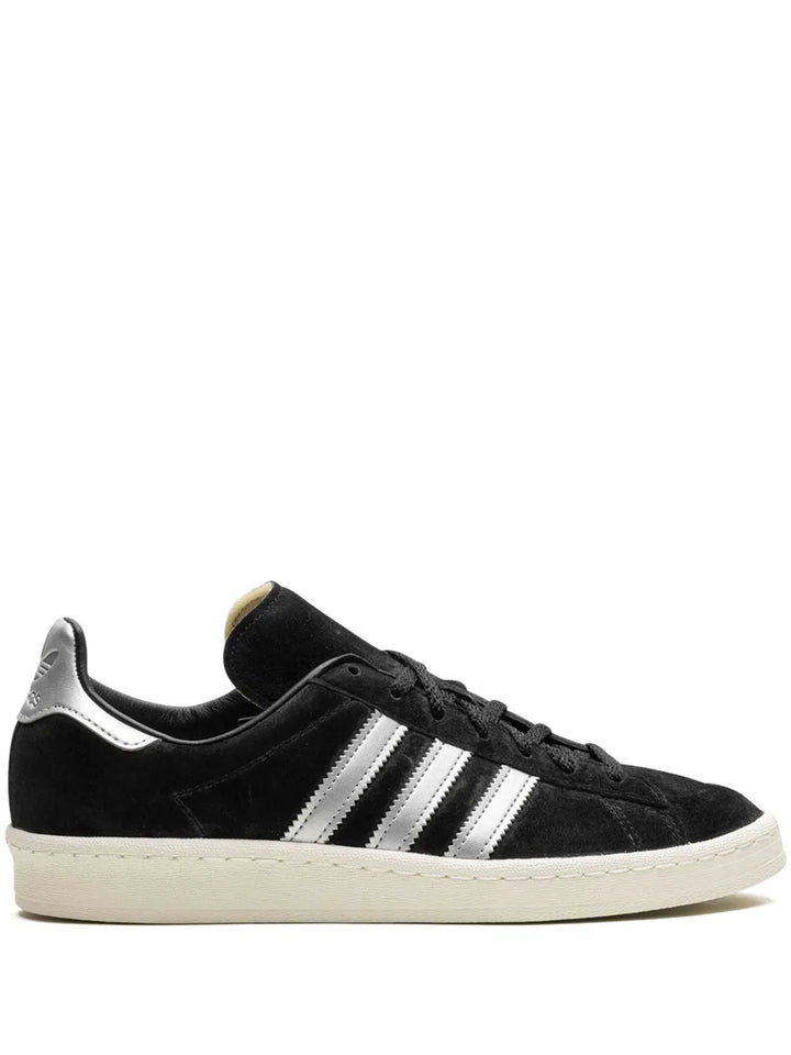 adidas Campus 80S Black Off White Sneakers — Black/Silver-Tone — Size US M 10.5 - US W 12 — Front View
