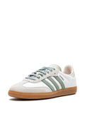 adidas Samba Silver Green Sneakers — White/Light Grey/Green — Size US M 8.5 - US W 10 — Detail View