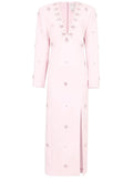 Huishan Zhang Aurore Crystal Embellished Midi Dress — Pink — Size XS — Front View
