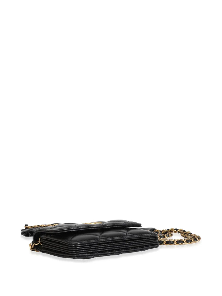 Chanel Pre Owned 2020 Diamond Quilted Cardholder On Chain — Same as shown — Size One Size — Lifestyle View
