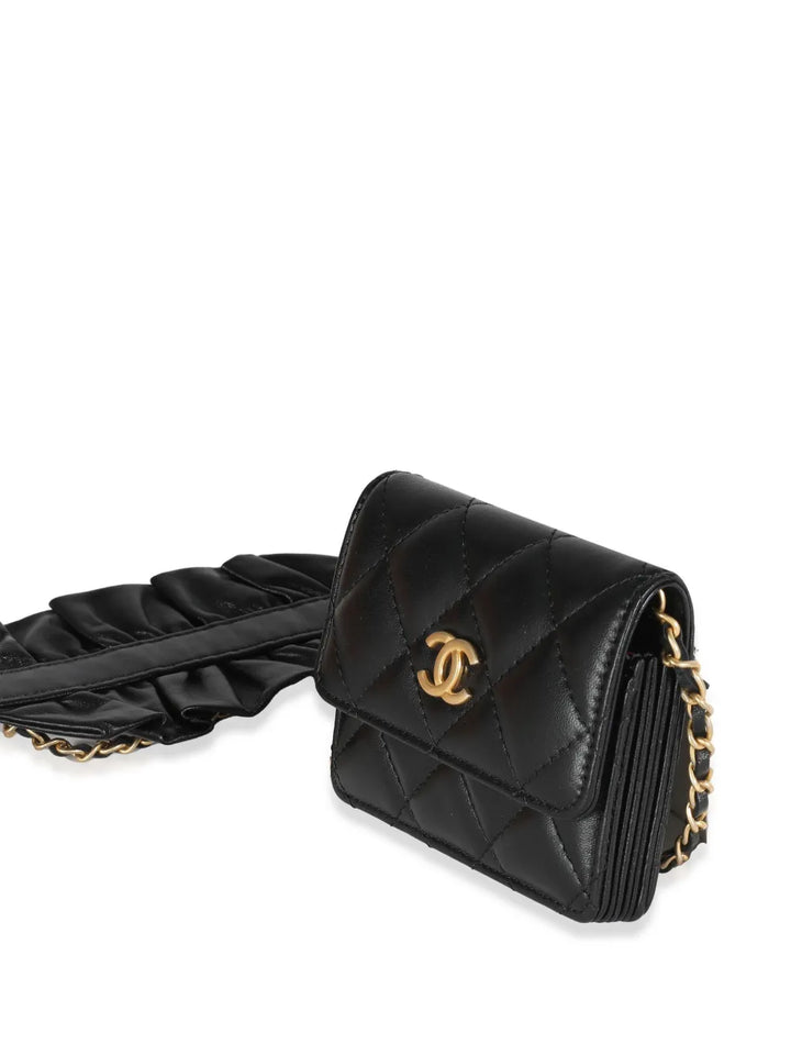 Chanel Pre Owned 2020 Diamond Quilted Cardholder On Chain — Same as shown — Size One Size — Back View