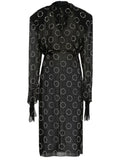 Prada Crystal Embellished Georgette Midi Dress — Black/ Red — Size S — Front View