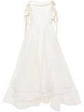 Ana Radu Crepe Flared Midi Dress — White/ Red/ Ivory — Size XS — Front View