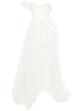 Ana Radu Asymetric Ruffled Gown — White/ Cream — Size S — Front View