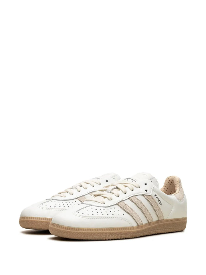 adidas Samba Leather Sneakers — White/Taupe — Size US M 11.5 - US W 13 — Side View