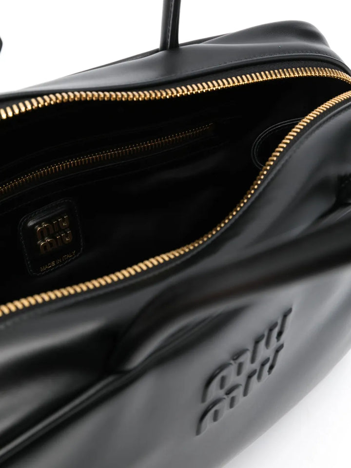 Miu Miu Logo Embossed Leather Shoulder Bag — Same as shown — Size One Size — Detail View