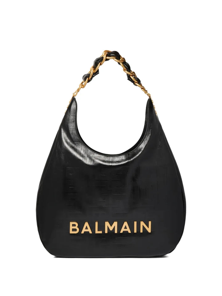 Balmain 1945 Crinkled Leather Shoulder Bag — Same as shown — Size One Size — Front View