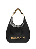 Balmain 1945 Crinkled Leather Shoulder Bag — Same as shown — Size One Size — Front View