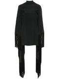 Taller Marmo Del Mar Fringed Mini Dress — Black — Size XS — Front View