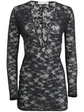 Fleur Du Mal Le Stretch Lace Plunge Mini Dress — Black — Size XS — Front View