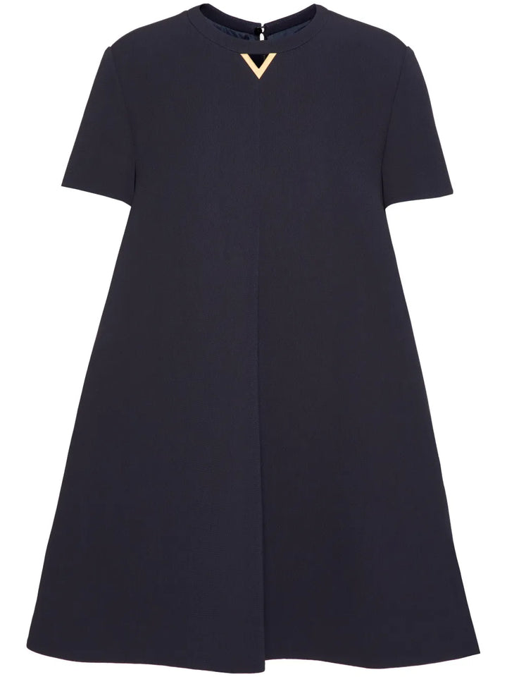 Valentino Garavani Structured Couture Mini Dress — Blue/ Red/ Gold — Size XS — Front View
