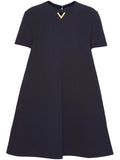 Valentino Garavani Structured Couture Mini Dress — Blue/ Red/ Gold — Size XS — Front View