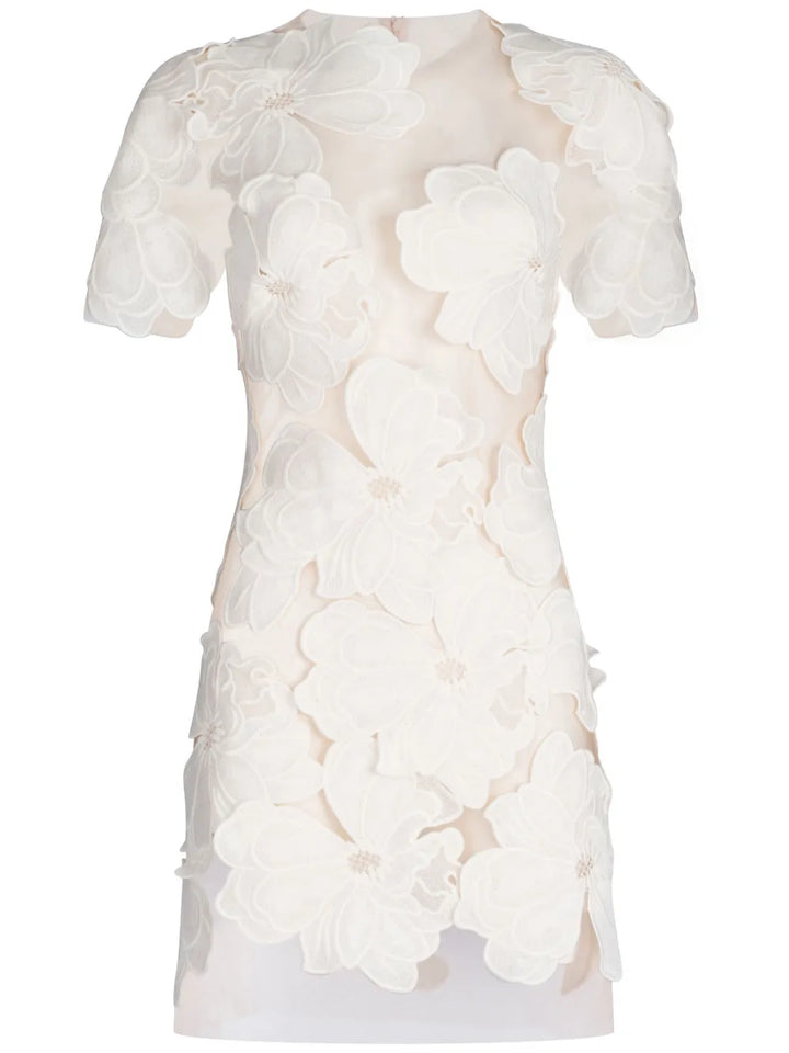 Silvia Tcherassi Hada Semi Sheer Minidress — White — Size XS — Front View