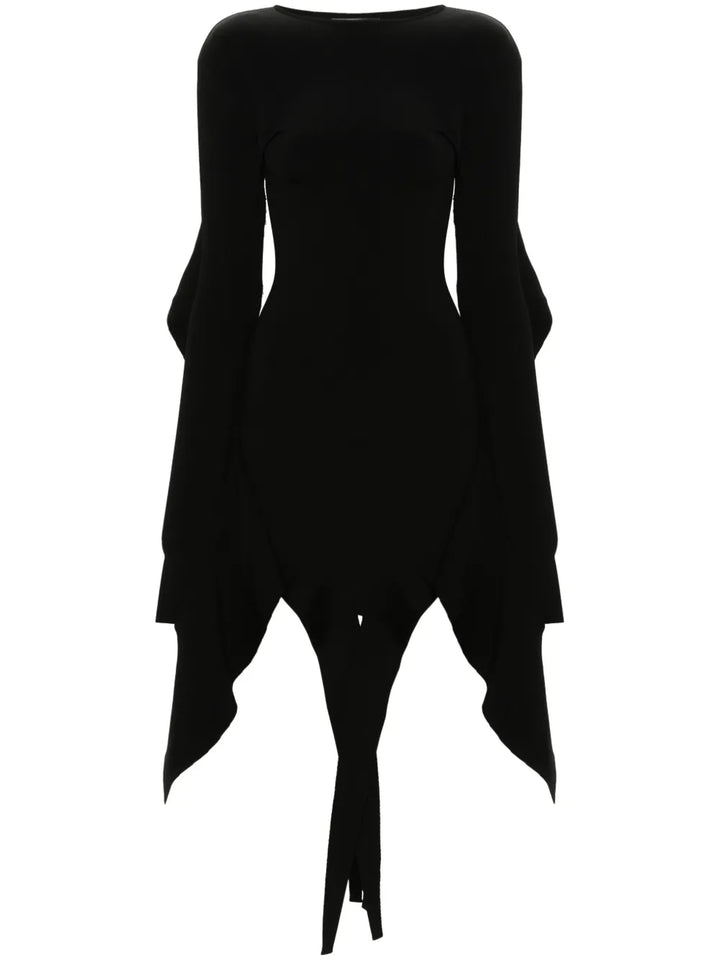 Mugler Asymmetric Mini Dress — Black — Size XS — Front View