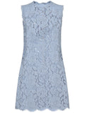 Dolce Gabbana Dna Floral Lace Shift Mini Dress — Blue — Size XS — Front View