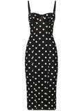Dolce Gabbana Polka Dot Corset Midi Dress — Black/ White — Size XS — Front View
