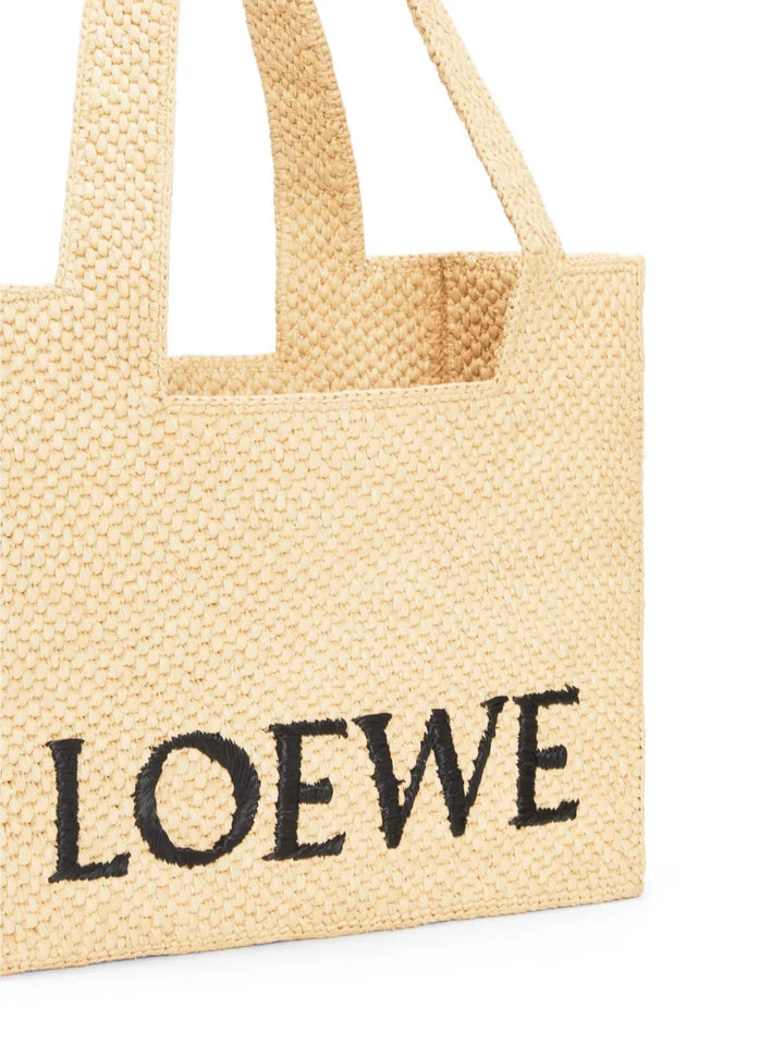 Loewe Medium Loewe Font Tote In Raffia — Same as shown — Size One Size — Detail View