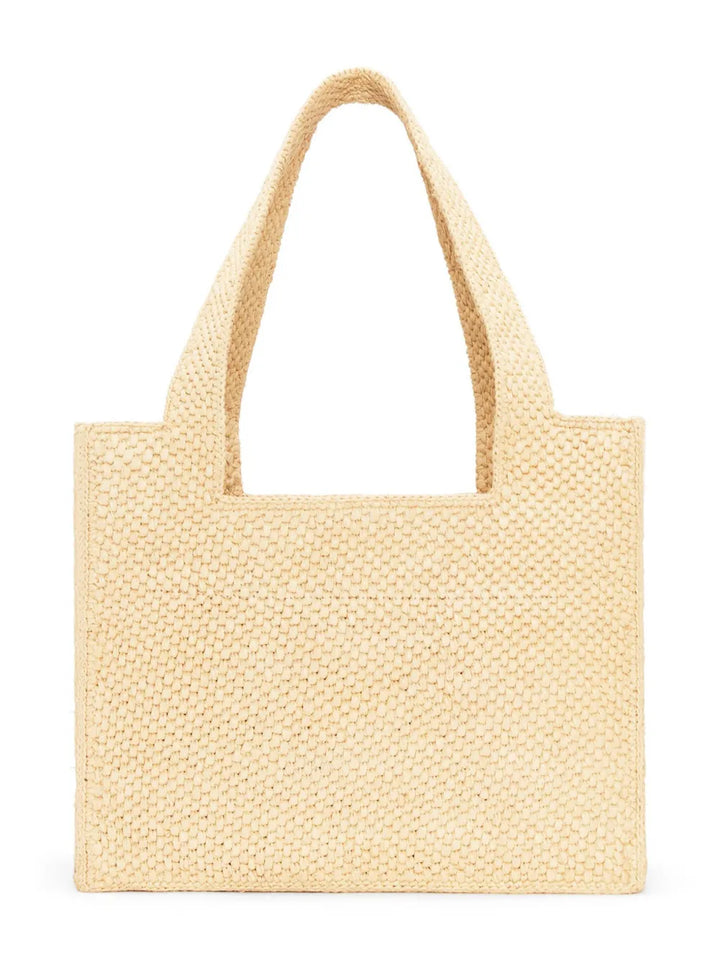 Loewe Medium Loewe Font Tote In Raffia — Same as shown — Size One Size — Back View