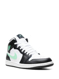 Air Jordan 1 Mid Green Glow Sneakers — White/Black/Green — Size US M 11.5 - US W 13 — Side View