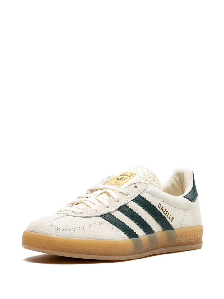 adidas Gazelle Indoor Suede Sneakers — Cream White/Collegiate Green — Size US M 6 - US W 7.5 — Lifestyle View
