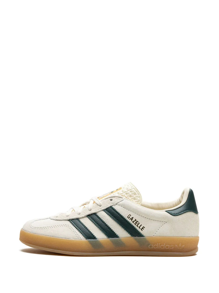 adidas Gazelle Indoor Suede Sneakers — Cream White/Collegiate Green — Size US M 6 - US W 7.5 — Detail View