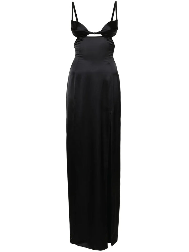 Nensi Dojaka Double Petal Maxi Dress — Black — Size XS — Front View