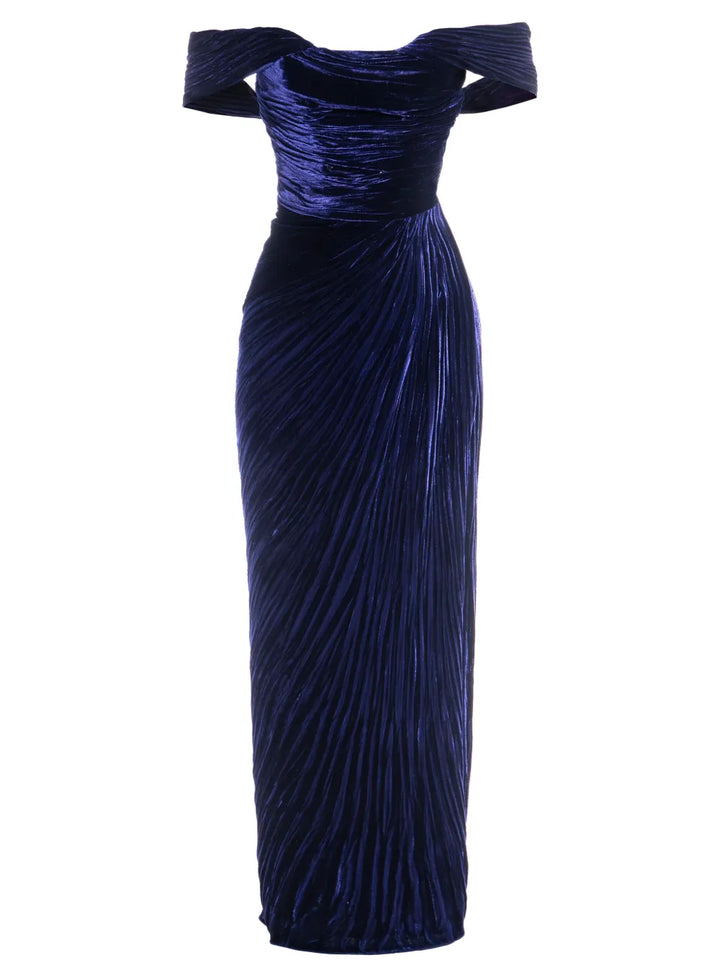 Maria Lucia Hohan Yara Midi Dress — Blue/ Navy — Size S — Front View